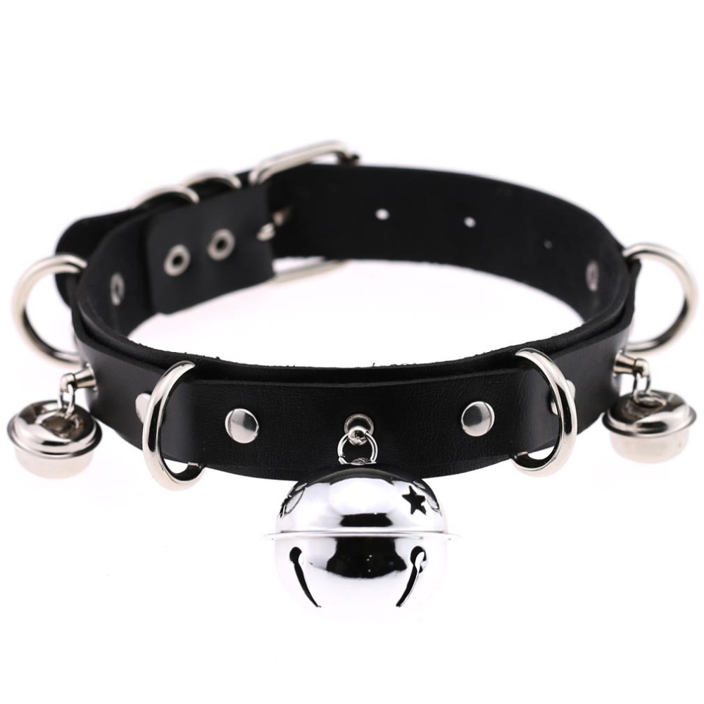 Bullet 69 - Bell Rivet D Ring Choker - Zwart/Zwart